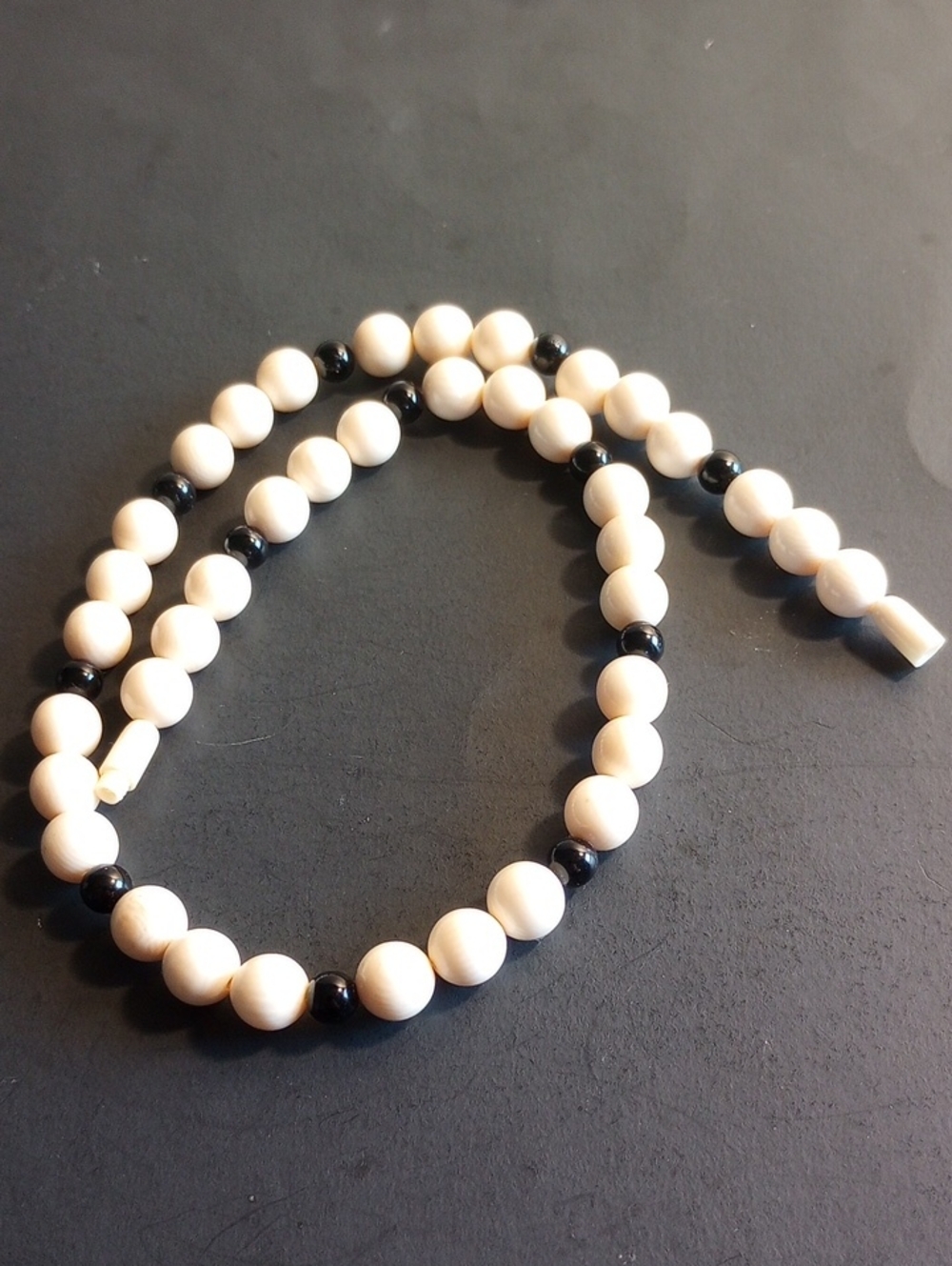 Cream and Black Beaded Women's Necklace